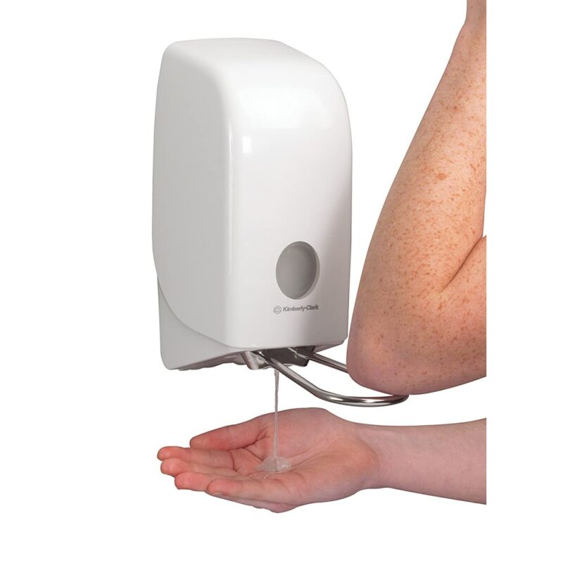 Dispenser pentru sapun Kleenex, Kimberly Clark Aquarius, actionare cu cotul, alb