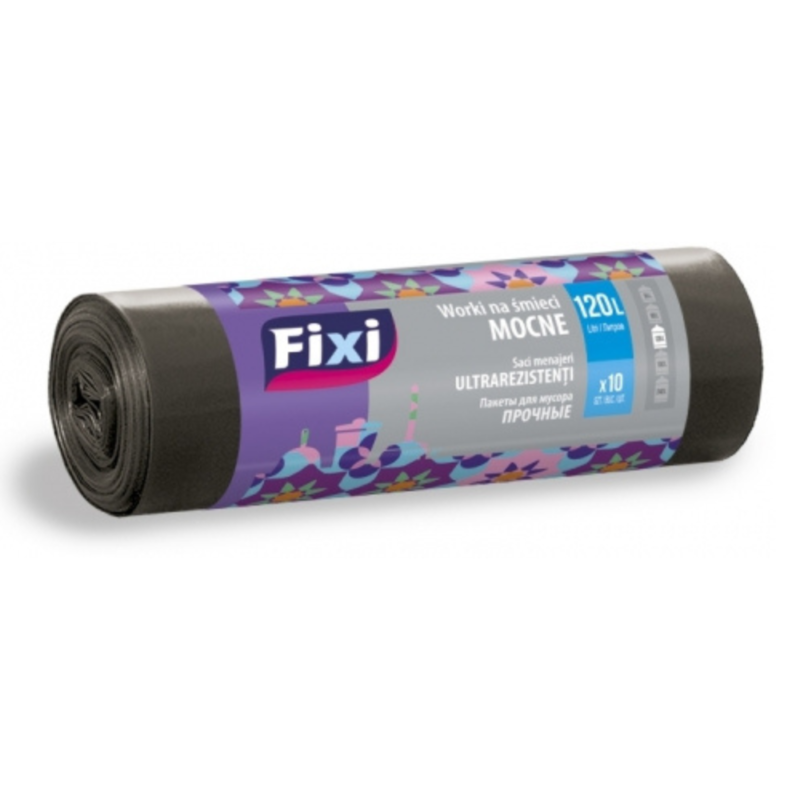 Saci menaj LDPE Ultrarezistenti 120L, 10buc/rola, culoare negru