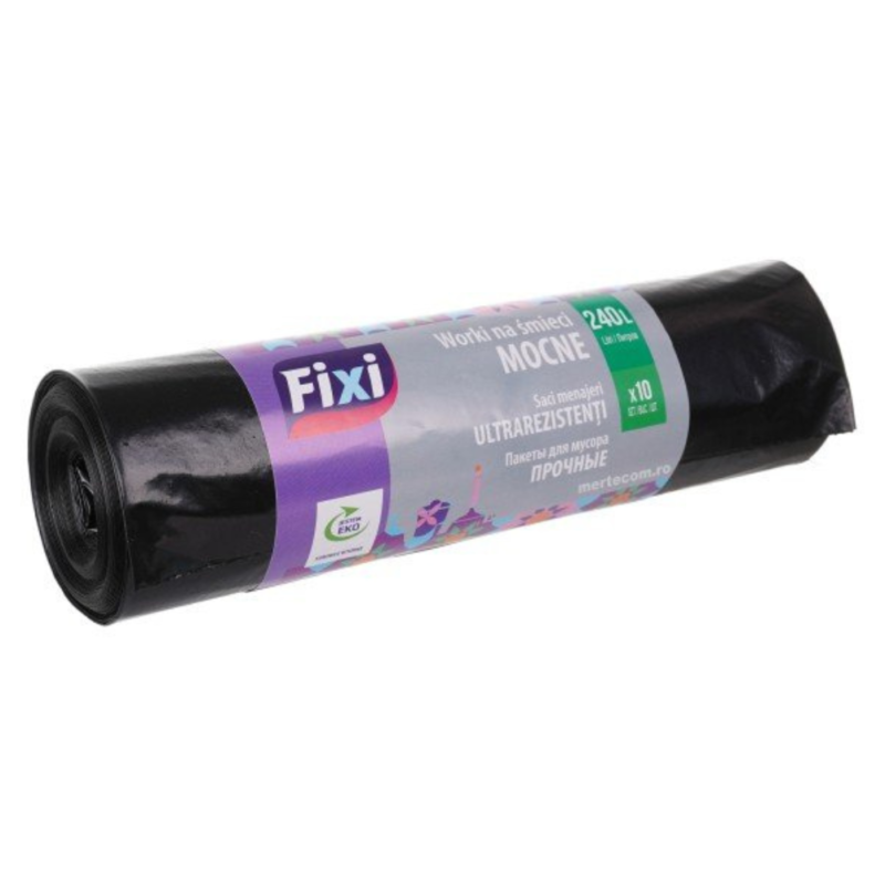 Saci menaj LDPE Ultrarezistenti 240L, 10buc/rola, culoare negru