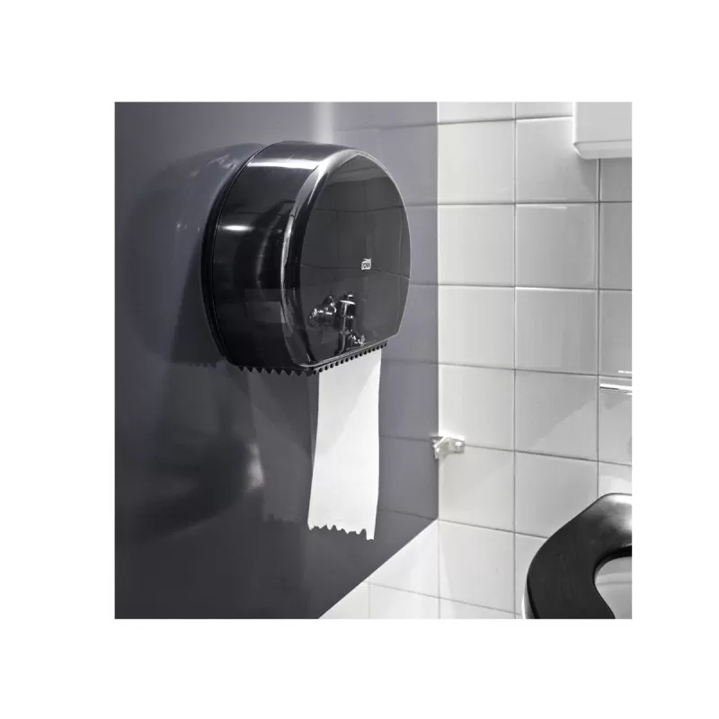 Dispenser hartie igienica Tork Mini Jumbo, negru, gama Elevation - TotalClean.ro Dispenser hartie igienica Tork Mini Jumbo, negru, gama Elevation