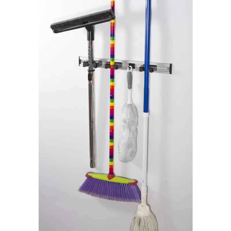 Suport depozitare unelte (organizator), Toolflex Home H-01, sina aluminiu 50cm si 3 suporti flexibili Ø 20-30mm - TotalClean.ro Suport depozitare unelte (organizator), Toolflex Home H-01, sina aluminiu 50cm si 3 suporti flexibili Ø 20-30mm