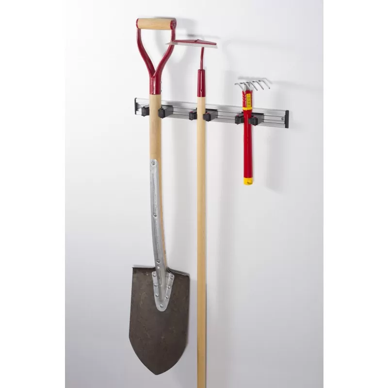 Suport depozitare unelte (organizator), Toolflex Home H-01, sina aluminiu 50cm si 3 suporti flexibili Ø 20-30mm - TotalClean.ro Suport depozitare unelte (organizator), Toolflex Home H-01, sina aluminiu 50cm si 3 suporti flexibili Ø 20-30mm