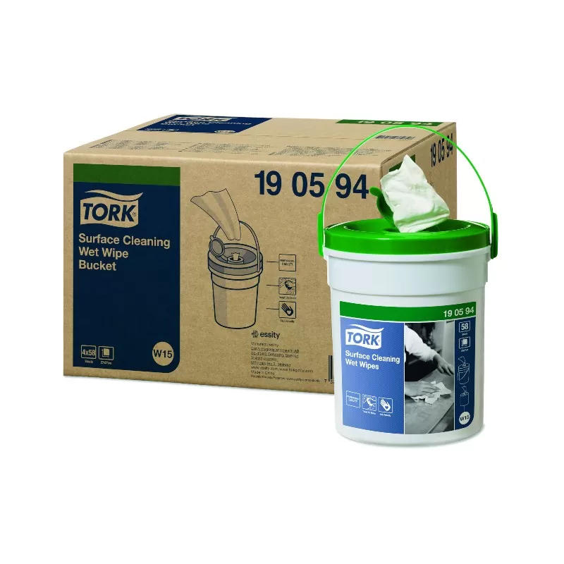 Lavete umede pentru curatare suprafete, Tork Premium, 58 foi/ galeata, culoare alb