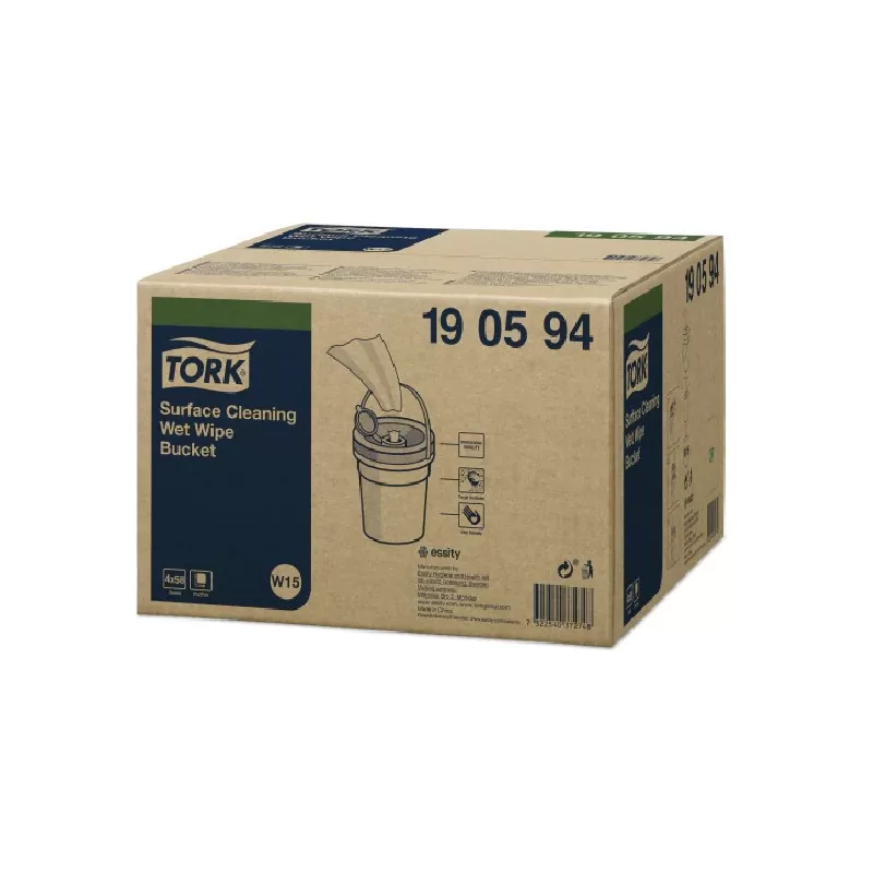 Lavete umede pentru curatare suprafete, Tork Premium, 58 foi/ galeata, culoare alb