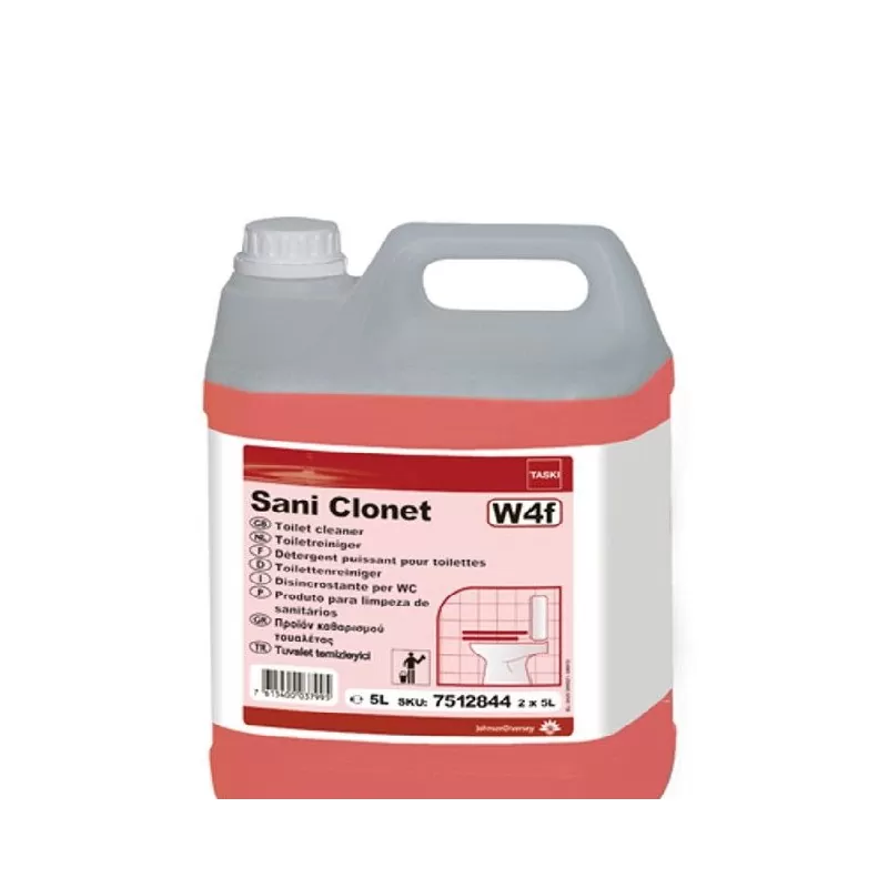 Detergent detartrant profesional pentru grupuri sanitare, Taski Sani Clonet, Diversey, 5L - TotalClean.ro Detergent detartrant profesional pentru grupuri sanitare, Taski Sani Clonet, Diversey, 5L