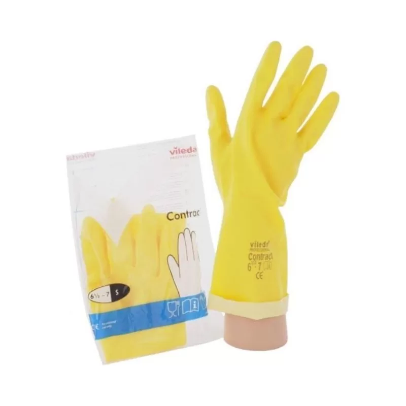 Manusi menaj din Latex Vileda,"Contract", culoare galben, marimea M
