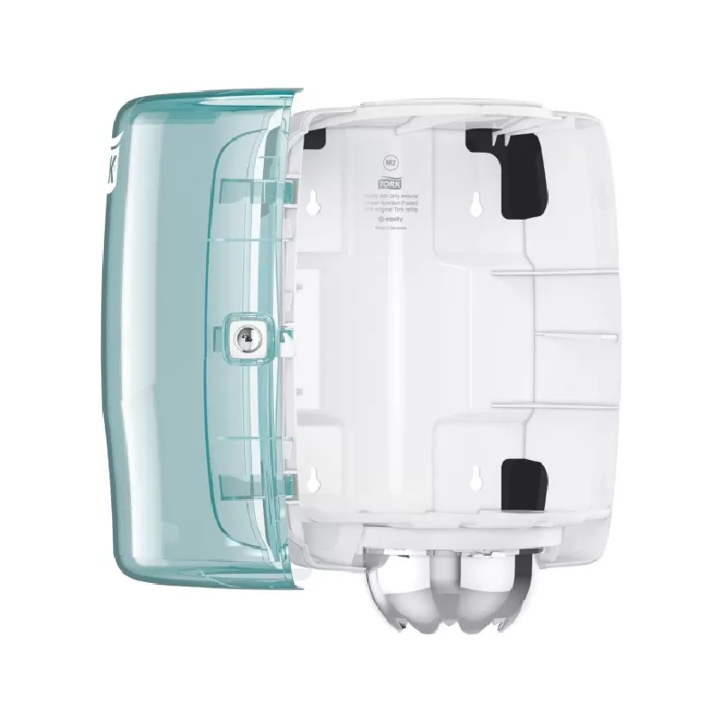 Dispenser Tork pentru Lavete Hârtie Ștergeri Generale, M2, culoare alb/ turcoaz
