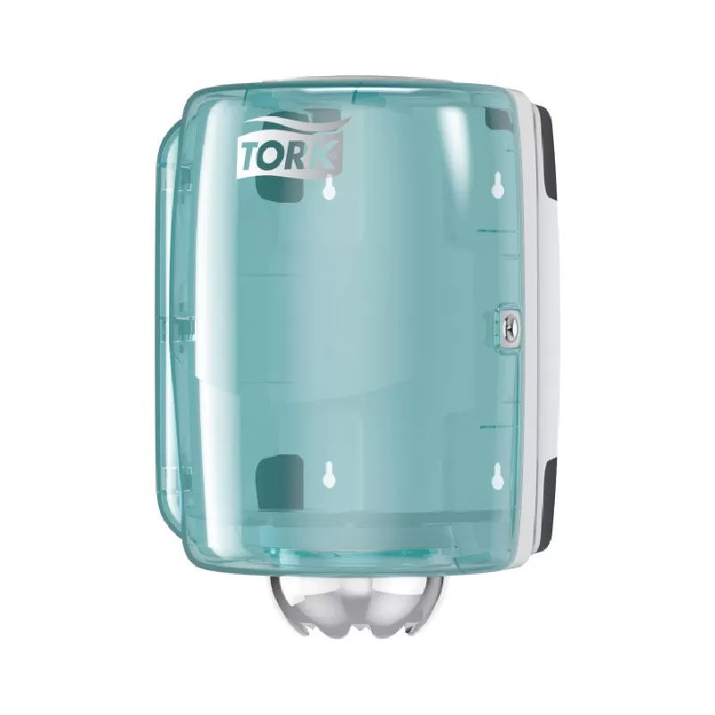 Dispenser Tork pentru Lavete Hârtie Ștergeri Generale, M2, culoare alb/ turcoaz