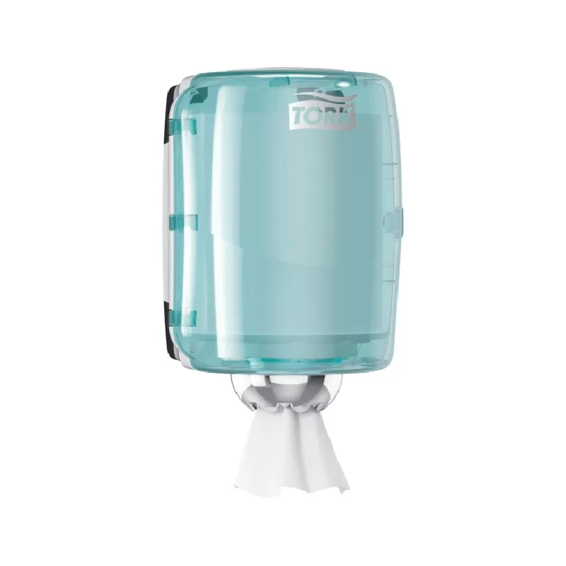Dispenser Tork pentru Lavete Hârtie Ștergeri Generale, M2, culoare alb/ turcoaz