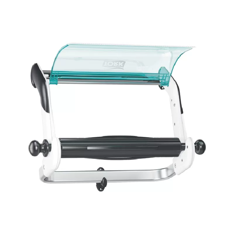 Stativ Perete Tork pentru rola de hartie/lavete, W1, culoarea alb/turquoise - TotalClean.ro Stativ Perete Tork pentru rola de hartie/lavete, W1, culoarea alb/turquoise