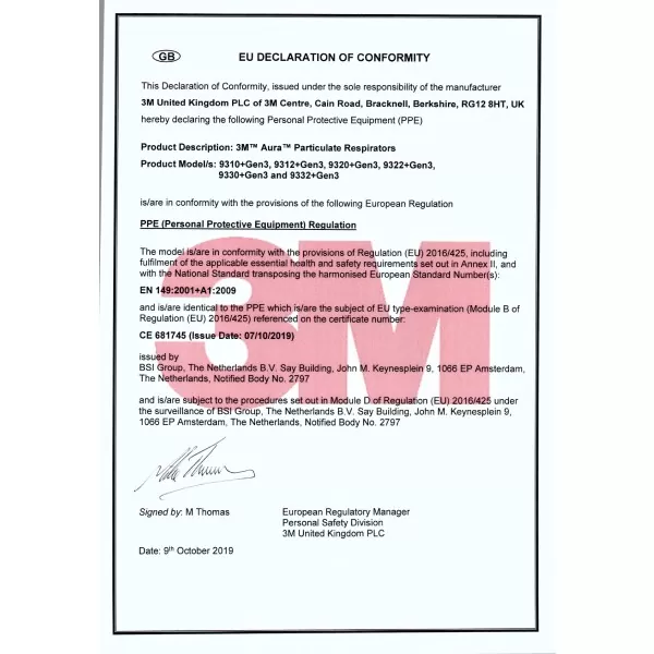 Semimasca 3M Aura 9320+ FFP2 - TotalClean.ro Semimasca 3M Aura 9320+ FFP2