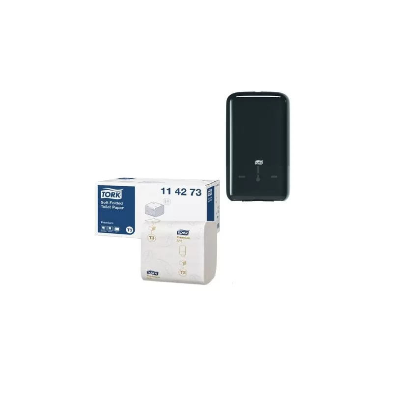 Pachet Hartie igienica Tork Bulk Soft 114273, gama Premium, 2 straturi si Dozator Hartie Igienica Portionata Tork Folded, negru - TotalClean.ro Pachet Hartie igienica Tork Bulk Soft 114273, gama Premium, 2 straturi si Dozator Hartie Igienica Portionata Tork Folded, negru