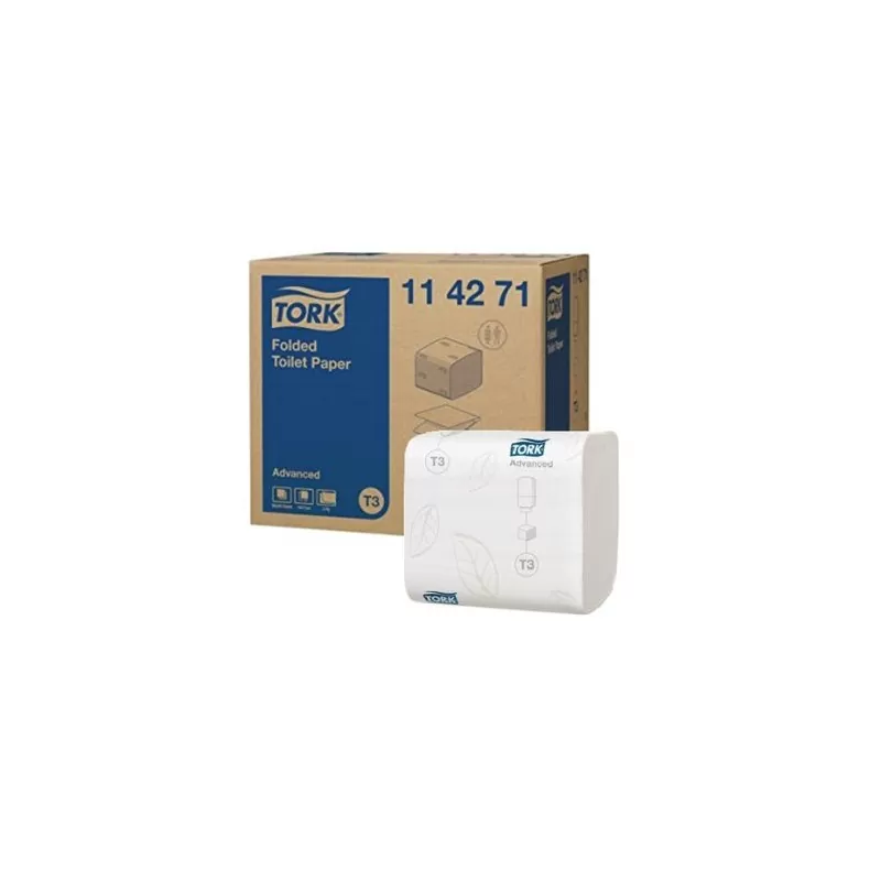 Pachet Hartie igienica Tork Bulk, 2 straturi, alb si Dozator Hartie Igienica Portionata Tork Folded, alb