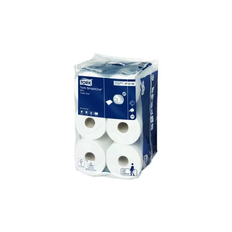 Pachet 12x Hartie igienica Tork SmartOne Mini T9, 2 straturi si Dispenser Tork SmartOne Mini, alb - TotalClean.ro Pachet 12x Hartie igienica Tork SmartOne Mini T9, 2 straturi si Dispenser Tork SmartOne Mini, alb