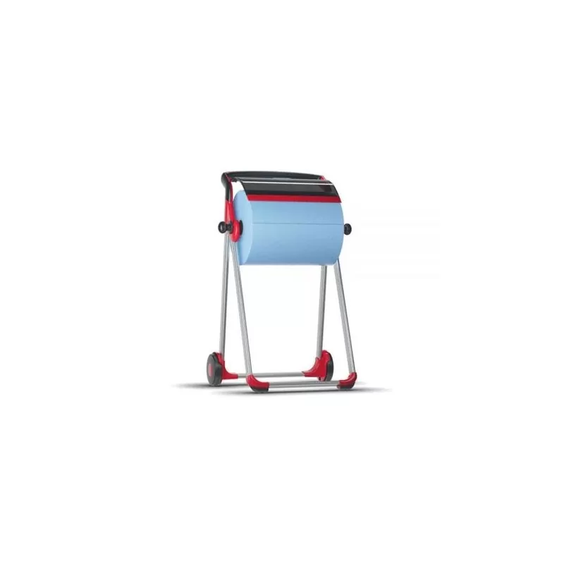 Pachet 4 *Role lavete industriale hartie Tork, 2 straturi si Stativ Podea Tork, pentru rola de hartie, rosu/negru