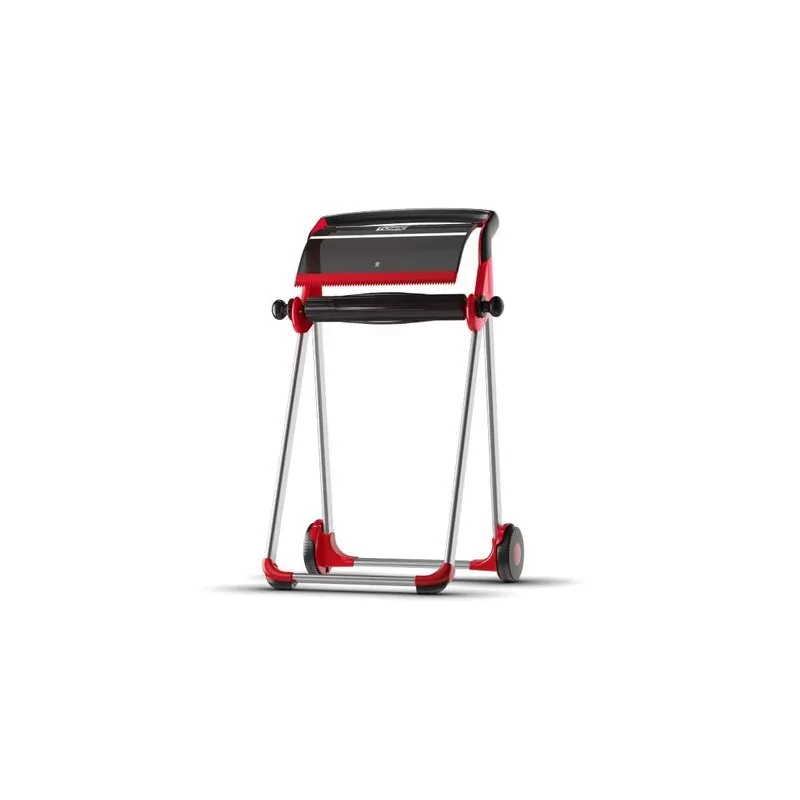 Pachet 4 *Role lavete industriale hartie Tork, 2 straturi si Stativ Podea Tork, pentru rola de hartie, rosu/negru