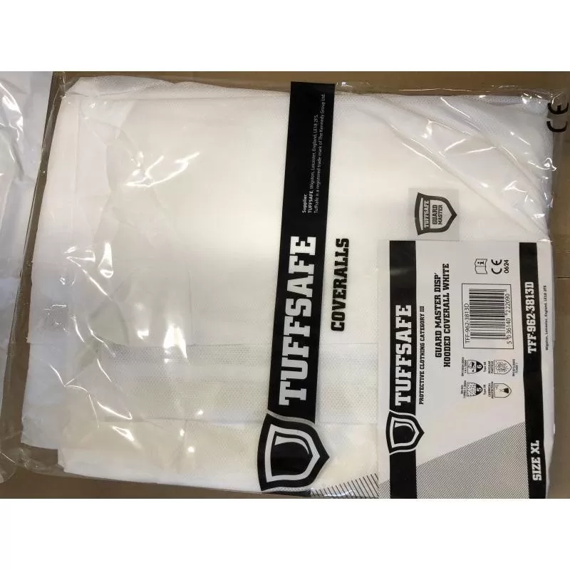 Combinezon protectie Tuffsafe GuardMaster, clasa 5/6, culoare alb, marime XL - TotalClean.ro Combinezon protectie Tuffsafe GuardMaster, clasa 5/6, culoare alb, marime XL