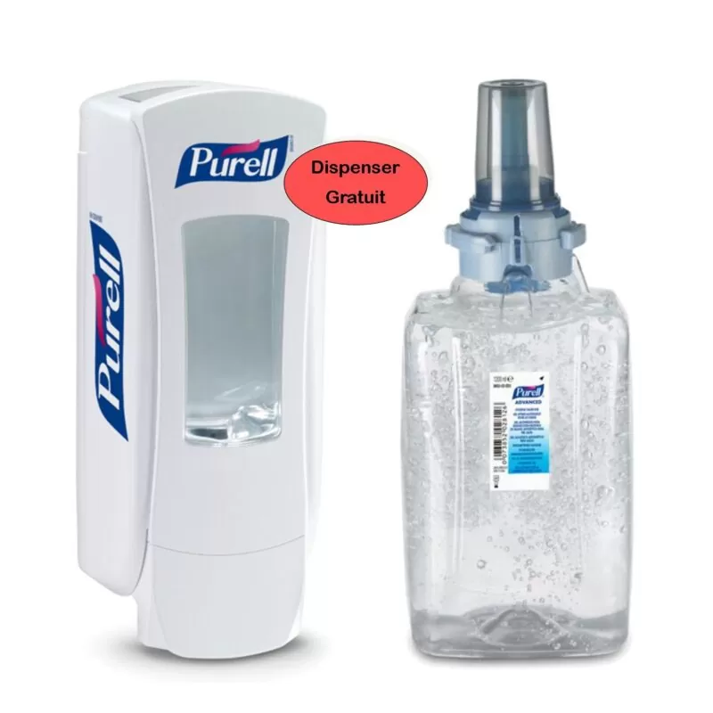 KIT Gel dezinfectant Purell Advanced ADX-12, 1200 ml + Dispenser Purell ADX-12, culoare alb