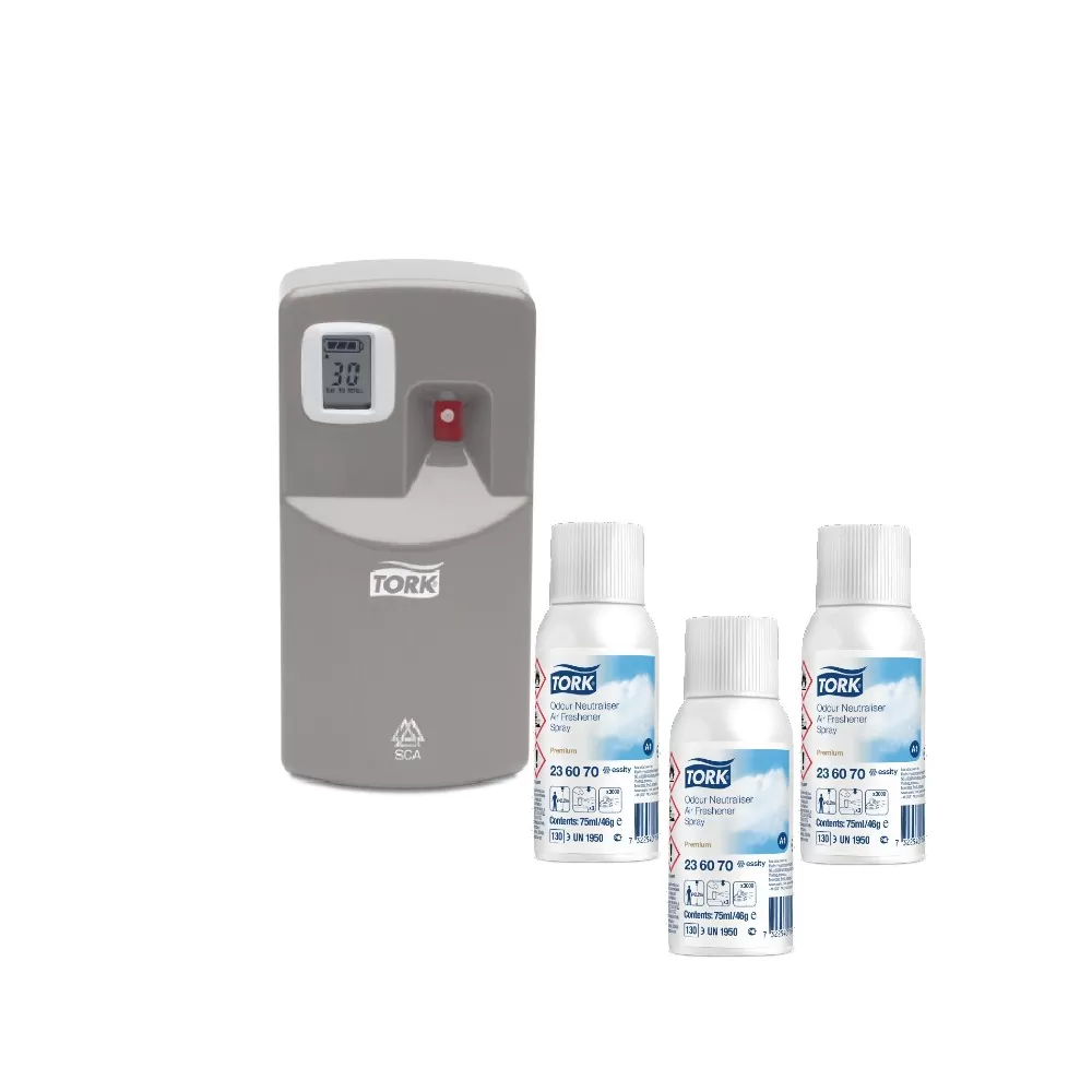 Pachet 3 buc*Odorizant aer tip spray Tork, miros lamaie si Dozator Spray Odorizant Tork, alb - TotalClean.ro Pachet 3 buc*Odorizant aer tip spray Tork, miros lamaie si Dozator Spray Odorizant Tork, alb