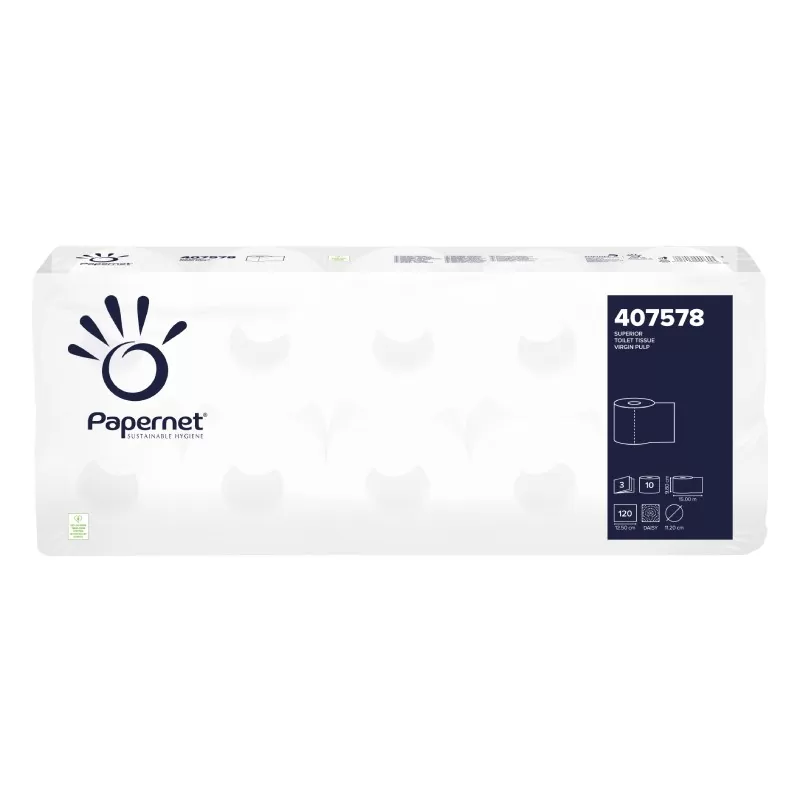 Set 10 Role hartie igienica Papernet Superior, celuloza pura, embosata, 3 straturi, 15m