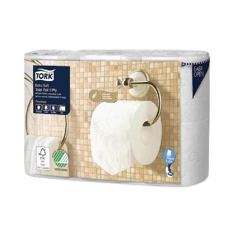Hartie igienica Premium Extra Soft T4, alb, 3 straturi, 155 portii, 8 role/pach