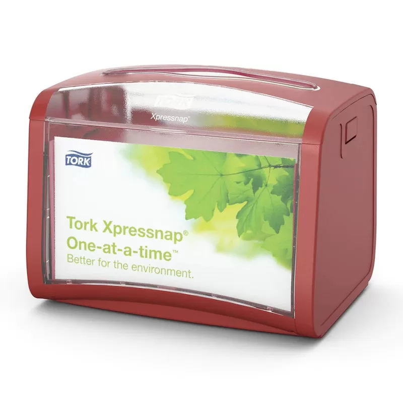 Dispenser servetele masa Tork Xpressnap Tabletop N4, rosu - TotalClean.ro Dispenser servetele masa Tork Xpressnap Tabletop N4, rosu