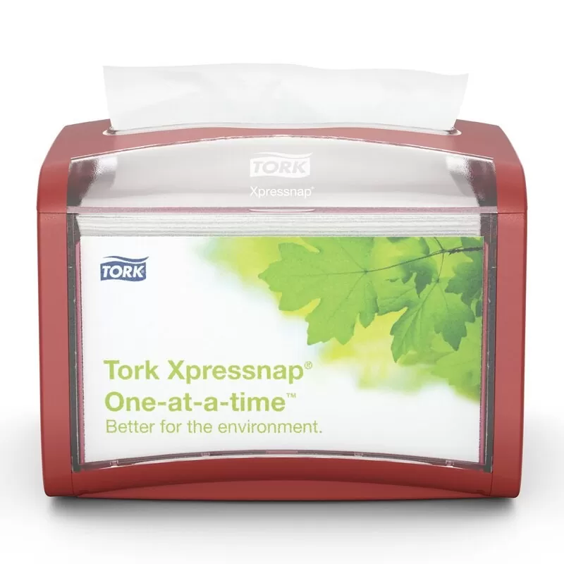 Dispenser servetele masa Tork Xpressnap Tabletop N4, rosu - TotalClean.ro Dispenser servetele masa Tork Xpressnap Tabletop N4, rosu