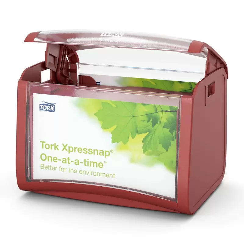 Dispenser servetele masa Tork Xpressnap Tabletop N4, rosu - TotalClean.ro Dispenser servetele masa Tork Xpressnap Tabletop N4, rosu