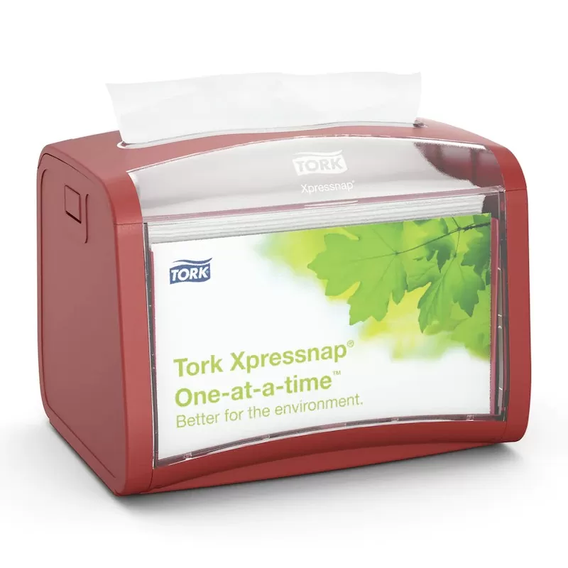 Dispenser servetele masa Tork Xpressnap Tabletop N4, rosu - TotalClean.ro Dispenser servetele masa Tork Xpressnap Tabletop N4, rosu